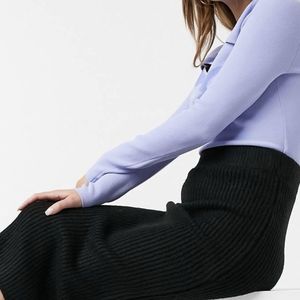 black knit midi skirt